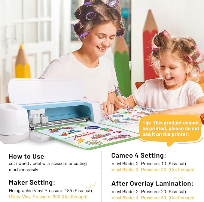 TECKWRAP Holographic Laminate Sheets Laminating Sheets Holographic Sticker Paper for Inkjet Printer Clear Vinyl Laminate Sheets for Stickers 8.26" x 11.69" A4 28 Sheets for DIY Crafts Scrapbooking