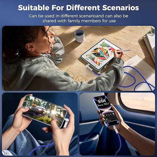 USB C to USB C Cable10ft,240W 2-Pack Braided 180°Rotating Type C Charging CableFast Charge for iPhone 15/16/16Pro/16Plus/16ProMax,MacBook Air,iPad Pro,Pixel,Samsung Galaxy S23/S24 Ultra-Blue