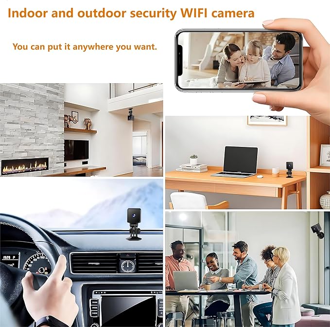 4K Wireless Wifi Security Camera Mini Home Indoor Outdoor Camera, Smart Home Camera Small Nanny Cam House Office Cameras Mobile Phone APP Remote, 150 Wide Angle Night Vision Motion Detection Cams