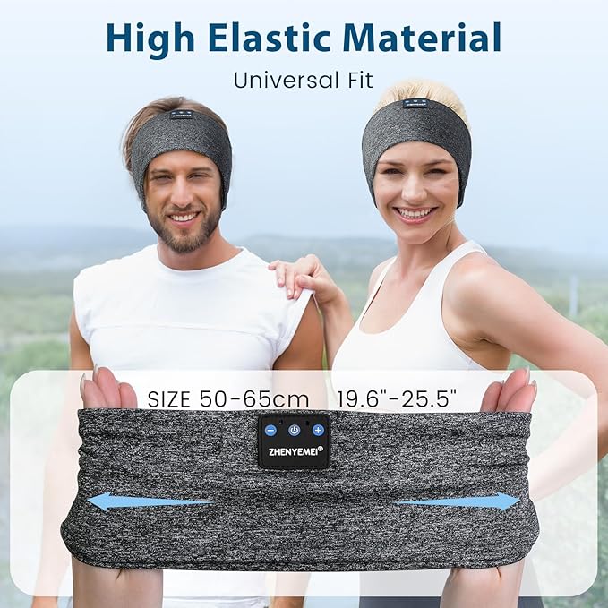 Sleep Headphones Wireless Bluetooth 5.4 Headband, Sports Earphones Sleep Earbuds with HD Stereo Speaker Microphone for Workout Jogging Yoga Insomnia Air Travel Meditation Unique Gifts Gray