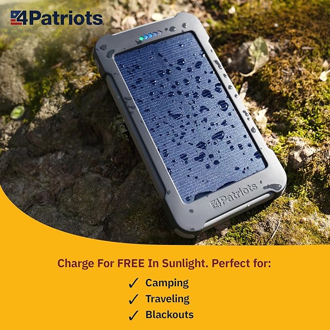 4Patriots Patriot Power Cell CX: Emergency Solar Power Bank with USB-C Fast-Charging Port