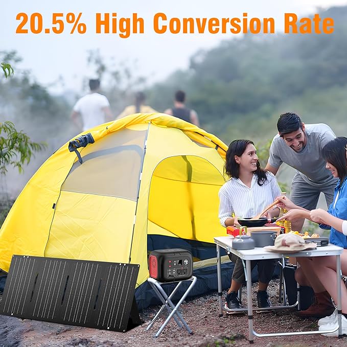 60W YT60 Solar Panel Charger Solar Battery High Efficiency Camping Waterproof IP68 Solar Panel with USB and DC Outputs for Portable Power Station,Power Bank, Phone, Laptop