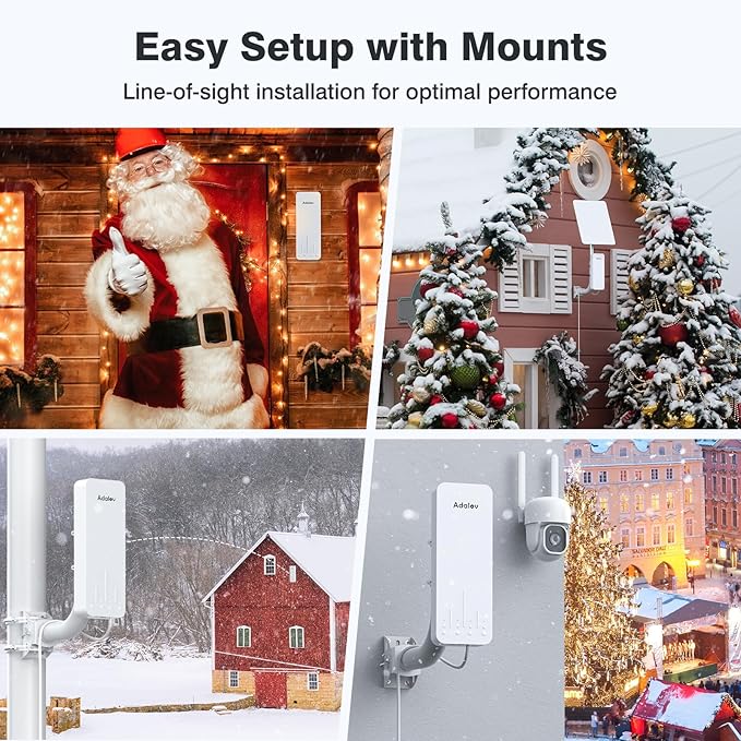 Wireless Bridge, 3KM 5.8G Point to Point Outdoor CPE, Long Range WiFi Bridges for PtP/PtMP with 14DBi High Gain Antenna for Network Sharing,Network Extend,Starlink Network Extend (CPE660)