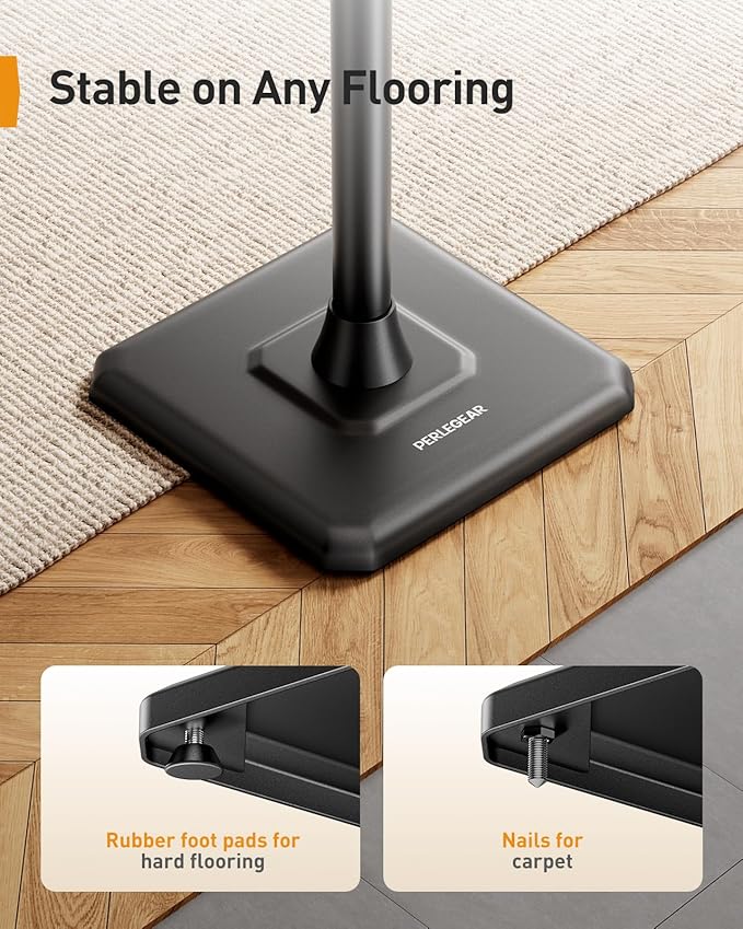 Perlegear Speaker Stands Pair, 33-42 Inch Height Adjustable Stands for Small Bookshelf & Satellite Speakers with Cable Management, 13.2 lbs Capacity, PGSS12