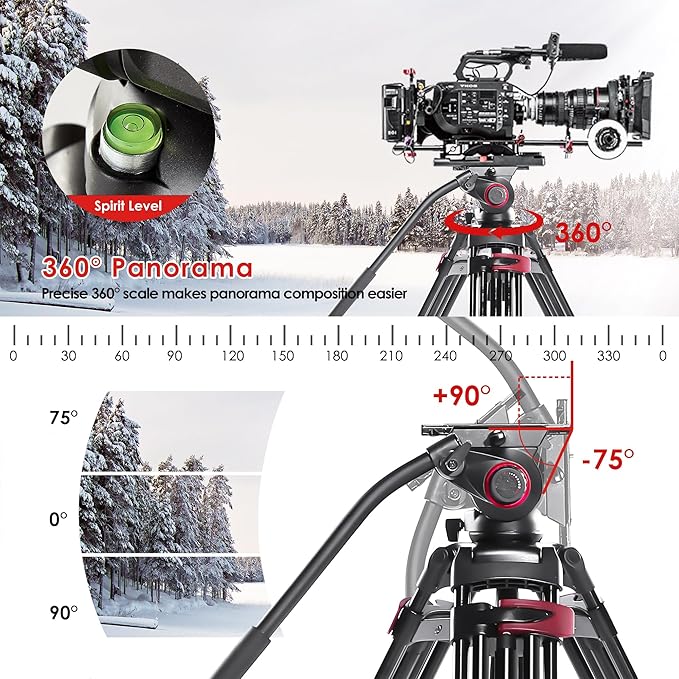 miliboo MTT609B Carbon Fiber Tripod Professional Tripods with Infinitely Damped Head,Video Tripod for Photography, Live Streaming, Videography,Working Height 33.5''-66'',33lbs Max Load,Customizable