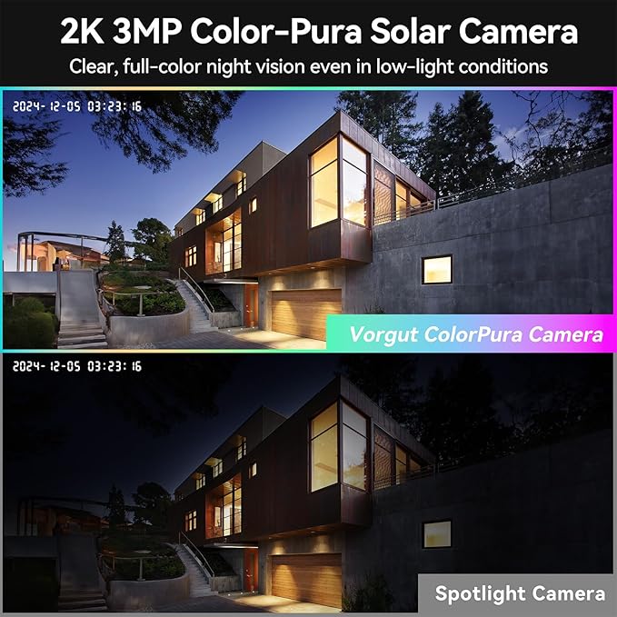Solar Security Camera Wireless Outdoor, 3MP PTZ Solar Powered Camera for Home Security Surveillance Outside with Solar Panel, 2.4G WiFi, Human Detection, True Color Night Vision, 360° Viewing