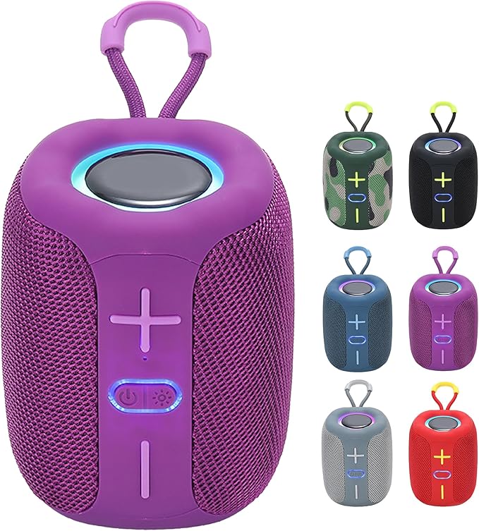 2025 Vibin Wireless Speaker, Colorful RGB Lighting, Bluetooth 5.0 High-Volume Stereo Sound, Dustproof and Waterproof, Easy to Ccarry, for Home, Outdoor Gatherings, and Camping (Purple)