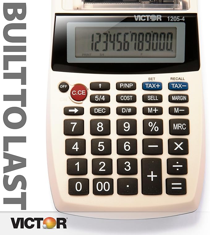 Victor 1205-4 12 Digit Portable Palm/Desktop Commercial Printing Calculator, 1.8" x 4" x 8"