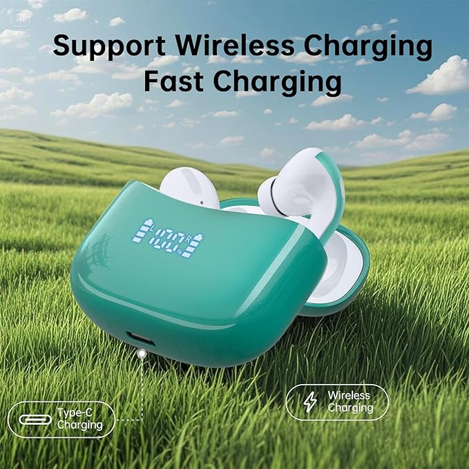 Wireless Earbuds Bluetooth 5.4, 60H Playtime Bluetooth Headphones with Mic, LED Display, IPX7 Waterproof in-Ear Earphones for Sports, Running, Workouts