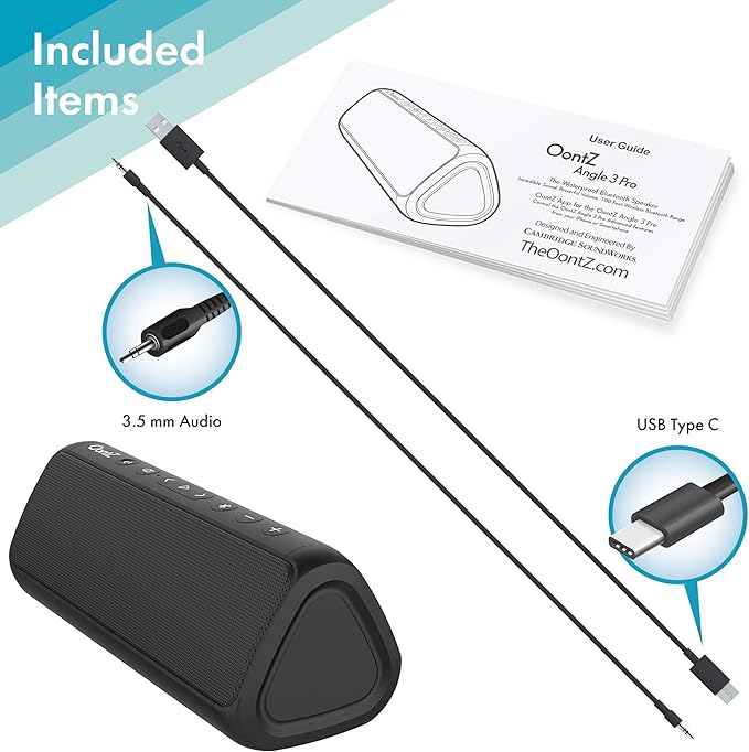 OontZ Pro Bluetooth Speaker 5.4 | 21W High-Power Audio, Deep Bass Boost, Dual Stereo Pairing, IPX7 Waterproof, 100ft Range, Power Bank Feature for Outdoor & Party Use (Black)