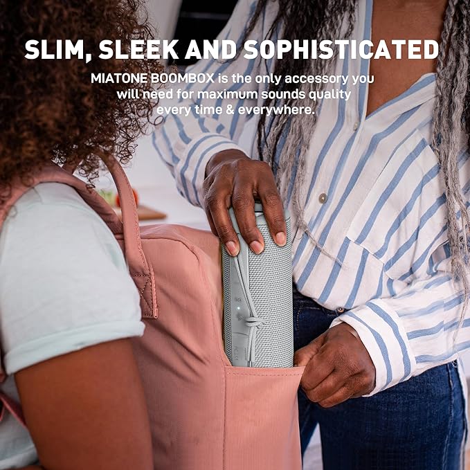 MIATONE Boombox Portable Bluetooth Speaker Wireless Outdoor Waterproof Speaker - Grey