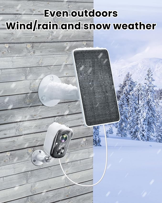 Solar Panel Charger Compatible with Vision Well Battery Powered Wireless Outdoor Security Cameras, 5W Solar Panels Charging with IP65 Waterproof 10ft USB-C Cable & Secure Wall Mount, 2 Pack