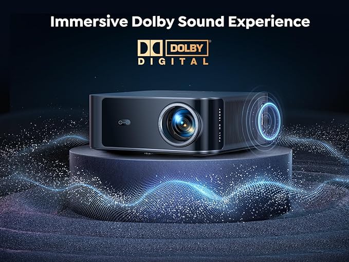 [1500 ANSI/Netflix-Licensed/36W Dolby Audio] Smart-Projector with WiFi 6 and 2-Way Bluetooth, Auto Focus & Keystone, TOPTRO X9 4K Supported Outdoor Movie Projector, Gray