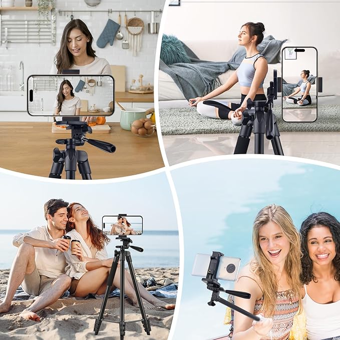 Phone Tripod - Linkcool 160cm 63" Adjustable iPhone Tripod for Smartphone Samsung iPhone Camera Stand, Lightweight Portable Tripod for iPhone with Remote Shutter Control