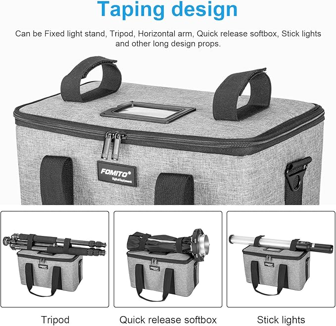 FOMITO AB-20B Foldable Camera Bag for DSLR/Gimbal/Drone 35x21x20cm Shockproof Case Foam Compartments & Carry Handle