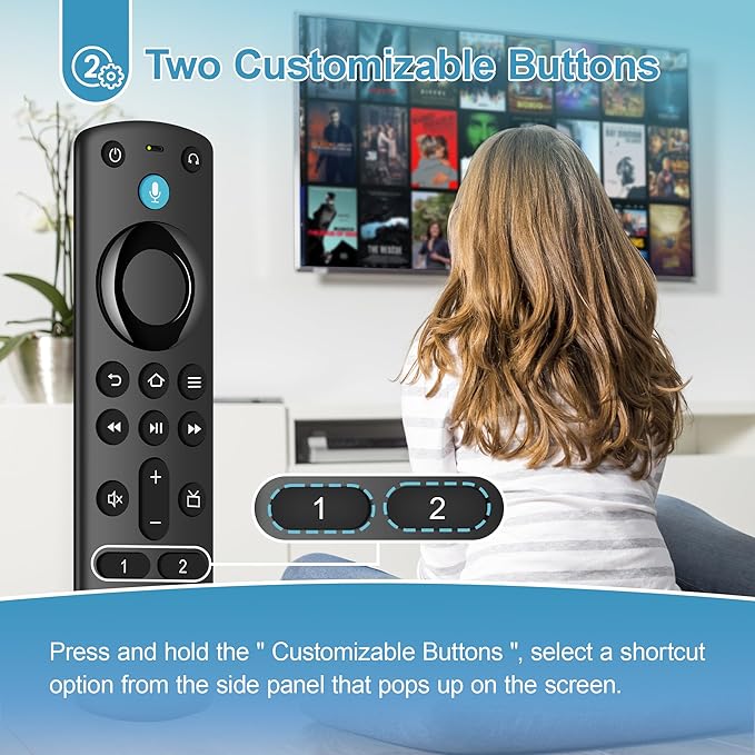 Voice Remote Replacement Compatible with All Fireseries TV Cube/Stick/4K/4K Max/Lite/Stick HD, Smart TVs (3rd Gen), and for All Insignia-Toshiba-Pioneer-Omni QLED Series