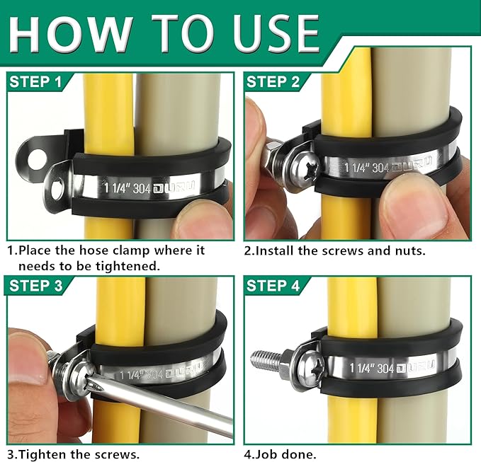 30PCS Cable Clamps Assortment Kit,7 Sizes—1/8" 3/16" 1/4" 5/16" 3/8" 1/2" 3/4" Stainless Steel Rubber Coated Cushioned Insulated Cable Clamp,Automotive Wire Pipe Clamps