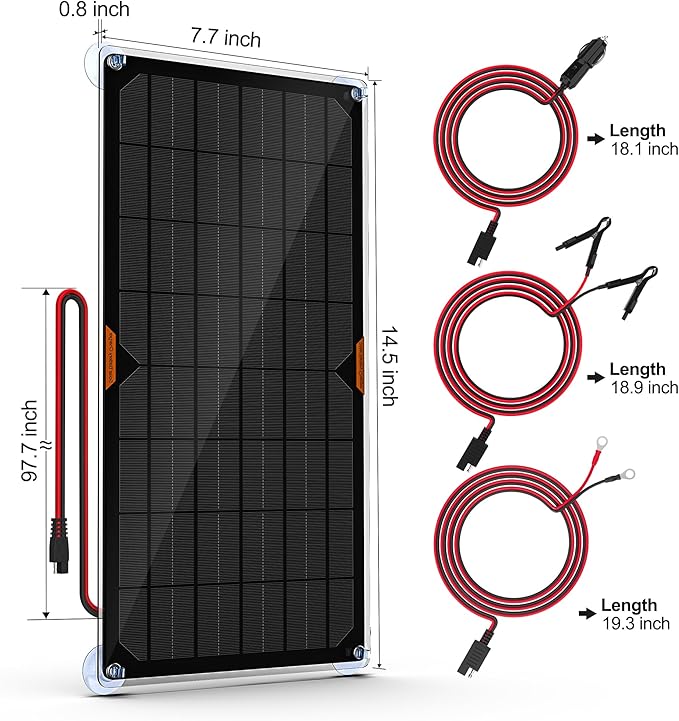 OYMSAE12V Solar Battery Charger ，10W Waterproof Solar Battery Maintainer,Portable Solar Panel Charger with Upgraded MPPT Controller for Car, Motorcycle, Boat, Marine, RV, Trailer, Tractor,Truck, etc