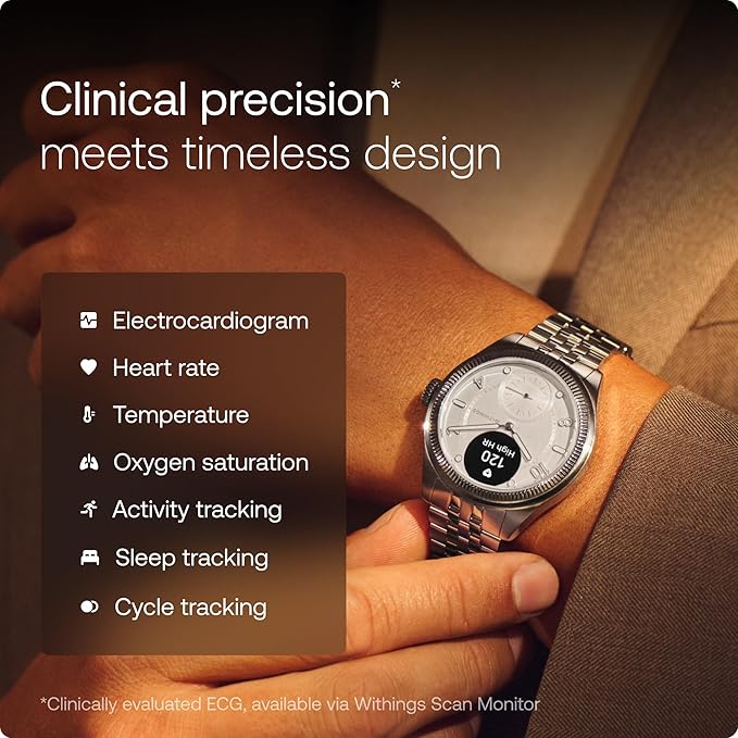 Withings ScanWatch Nova Brilliant Health Smart Watch for Women/Men with ECG, SPO2, Temperature, Sleep, Respiratory Health, Menstrual Cycle Tracker, 30D Battery