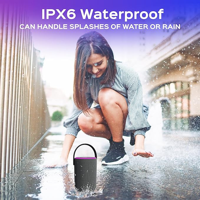 TREBLAB HD-Energy-Pro Outdoor Wireless Speakers with Bluetooth – Immersive 40W Audio, IPX6 Waterproof, 18H Battery, RGB Light, USB Playback, TWS, Built-in Mic – Portable Desktop Bluetooth Speaker