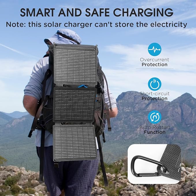 35w Solar Charger Fast Charging Cell Phone Battery Charger Portable Generator for Camping Waterproof Dustproof Battery Pack Charger Portable