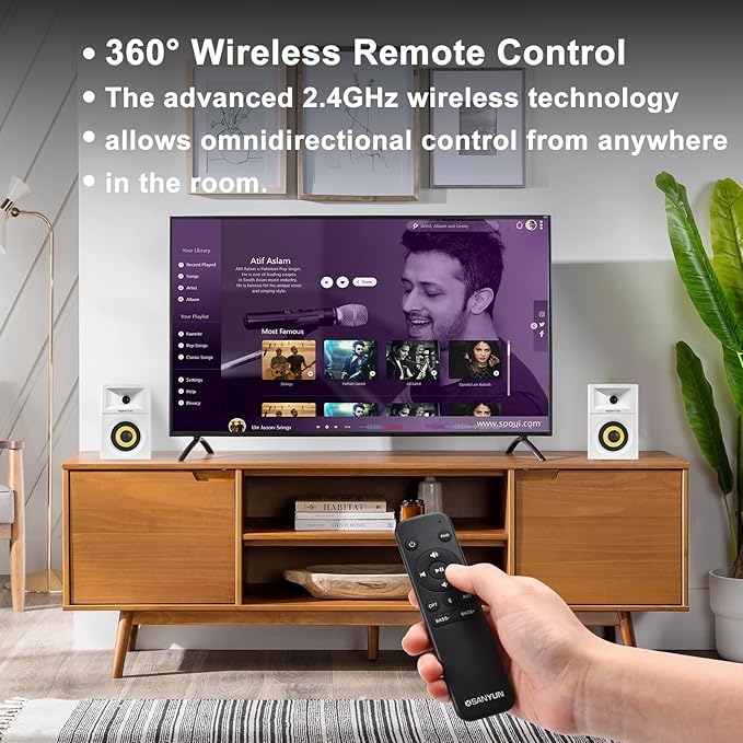 Sanyun SW205 4" Bookshelf Speakers | Immersive HiFi Audio with Virtual Surround | Flagship DAC/DSP Engine | Geometric Diffusion Cabinet | 80W, Bluetooth 5.4/Optical/AUX Inputs, Wireless Remote, White