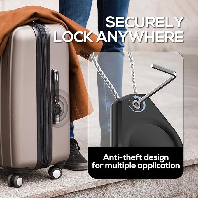 Waterproof AirTag Keychain Holder - (4 Pack) Air tag Lock Case with Wire Cable Compatible with Apple AirTags, Ultra Durable Anti-Lost Protective Case with Keyring for Luggage, Backpack, Black/Blue