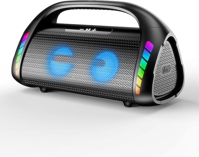 LFS Bluetooth Speaker,100W RMS Loud Speakers Bluetooth Wireless with Deep Bass, LED Lights, IPX6 Waterproof, 30H Playtime, Portable Outdoor Speaker Boombox for Camping,Beach, Party