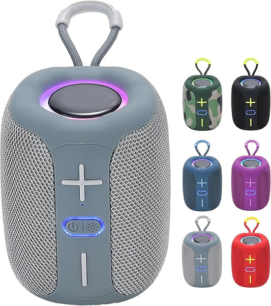2025 Vibin Wireless Speaker, Colorful RGB Lighting, Bluetooth 5.0 High-Volume Stereo Sound, Dustproof and Waterproof, Easy to Ccarry, for Home, Outdoor Gatherings, and Camping (Gray)