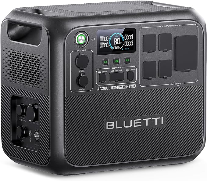 BLUETTI AC200L Portable Power Station, 2048Wh LiFePO4 Battery Backup, Expandable to 8192Wh w/ 4 2400W AC Outlets (3600W Power Lifting), 30A RV Output, Solar Generator for Camping, Home Use, Emergency