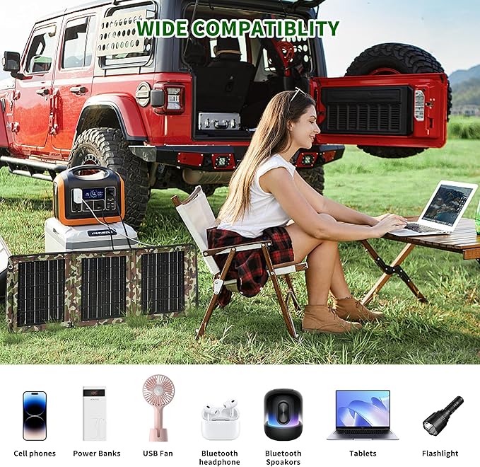 Upgraded Portable Solar Charger Foldable Solar Panels USB Ports 30W Solar Charger(5V/3A Max) Waterproof for Camping Backpacking Compatible with Cell Phone,iPhone,iPad,Samsung Galaxy, LG