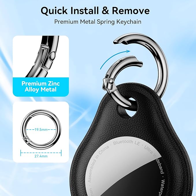 4Pack for Airtag Keychain Holder for Apple Airtag - Anti-Scratch & Durable (PC + Silicone) for Air Tags Case for Pets, Kids, Luggage for Air tag Accessories & Item Finder(2Black/2Blue)