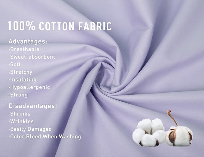 Sunflower Body Pillowcase 100% Cotton Long Pillow Cover/Case Envelope Closure 1 Pack, 21×54 inches Lavender Aura, Soft and Breathable