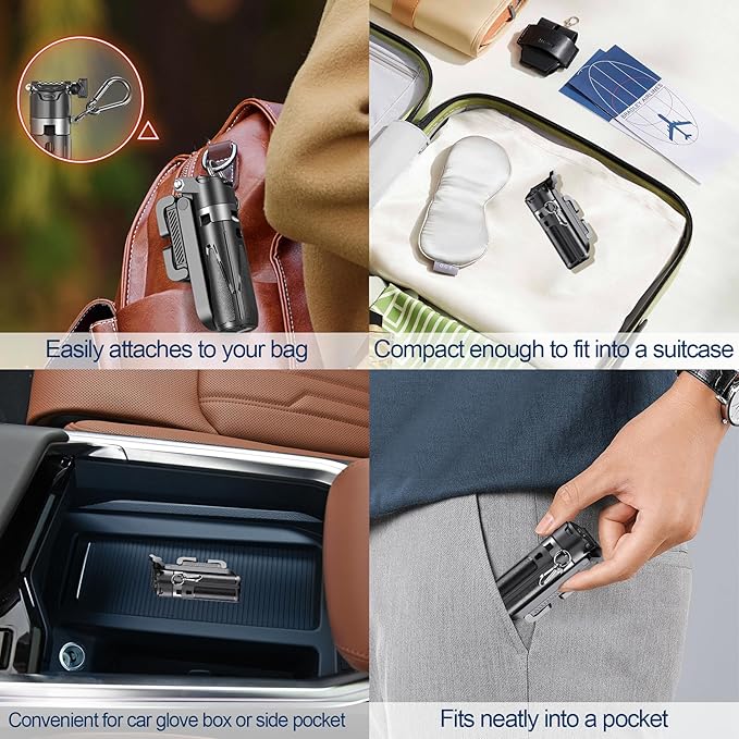 Phone Tripod Stand with Zoom, Portable Selfie Stick with Detachable Remote and 360° Rotatable Holder, Expandable Pocket-Size Cell Phone Tripod Compatible with iPhone/Android for Photo/Video Recording