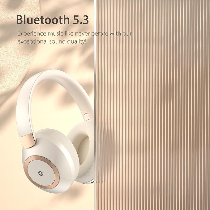 Active Noise Cancelling Headphones, 100H Playtime Headphones Wireless Bluetooth, Bluetooth Headphone with Microphone, Over- Ear Wireless Headphone with Deep Bass for Travel