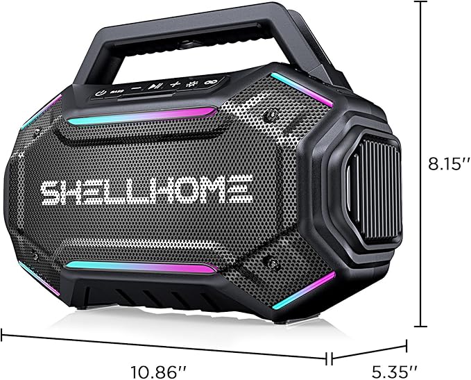 Bluetooth Outdoor Speakers, 80W(Peak) Loud Wireless Speaker, 30H Playtime, RGB Lights, BassUp 2.0, IPX6 Waterproof, TWS, Bluetooth 6.0, Portable Boombox for Party, Pool, Beach, Black