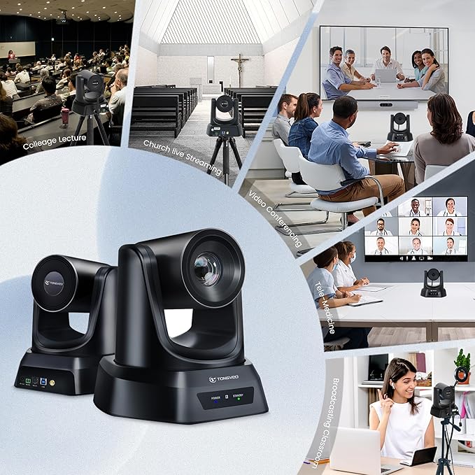 Wireless Conference Room Webcam, Church Live Streaming 10X USB 1080P 60fps PTZ Camera for Worship Services Online Conference, Works with Zoom, Skype OBS