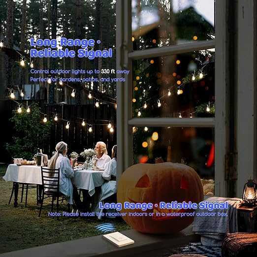 Wireless Light Switch and Receiver Kit (2V1), Self-Powered (No Battery Required), No WiFi Needed, Remote Control Lighting Switch for Indoor and Outdoor Light Fixtures