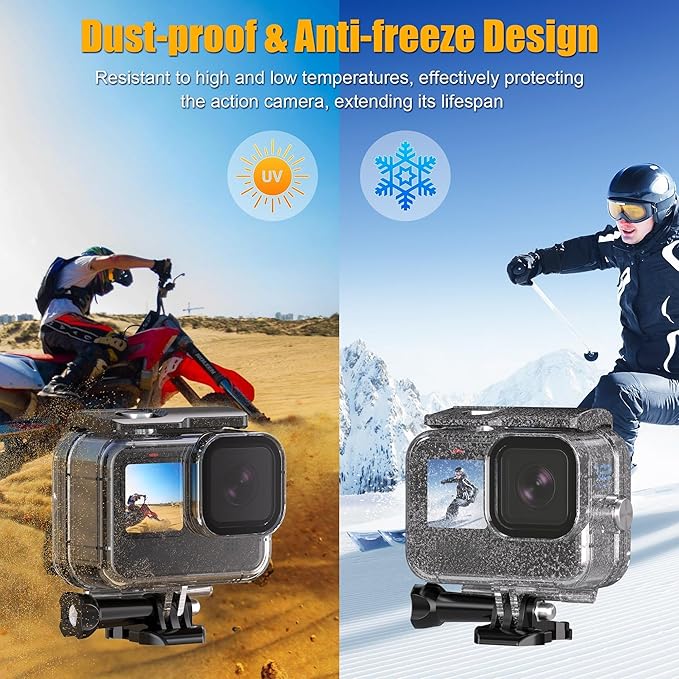 Waterproof Case with Dive Filters for GoPro Hero 13 /Hero 12 /Hero 11 /Hero 10 /Hero 9 Black, 230FT/70M Underwater Protective Housing Dive Kit, Professional Action Camera Dive Accessory