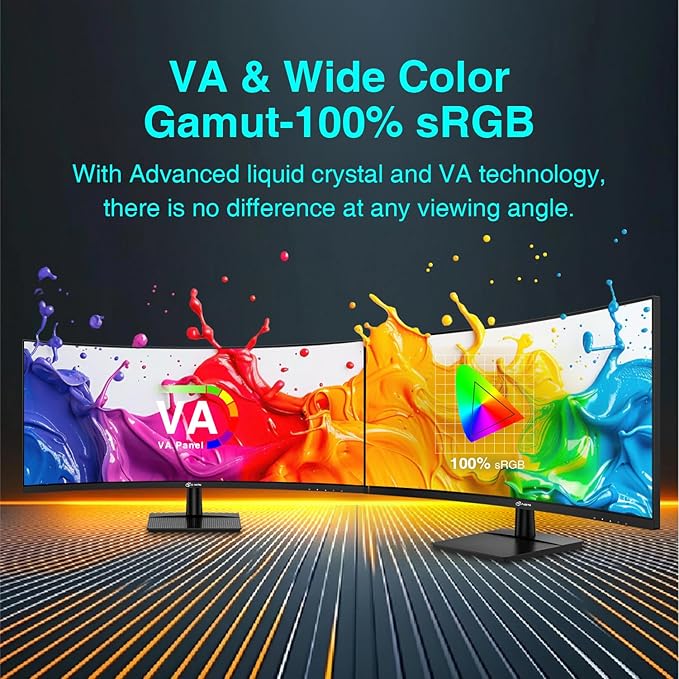 34inch 200Hz, Curved Gaming Monitor, WQHD 2560 * 1440p, VA Panel, 1ms Response Time, Adaptive sync, 3-Sided Frameless, Ultra Slim, 99% sRGB, Bluelight Filter, HDMI(TMDS)& DP Ports,Black