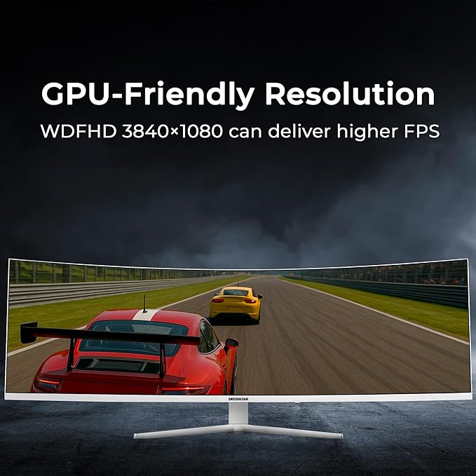 Deco Gear 49" Curved Ultrawide Gaming Monitor | 32:9 | 3840x1080 | 144Hz | 3000:1 | E-LED | 2 HDMI | 2 Display Port - Exclusive White Edition