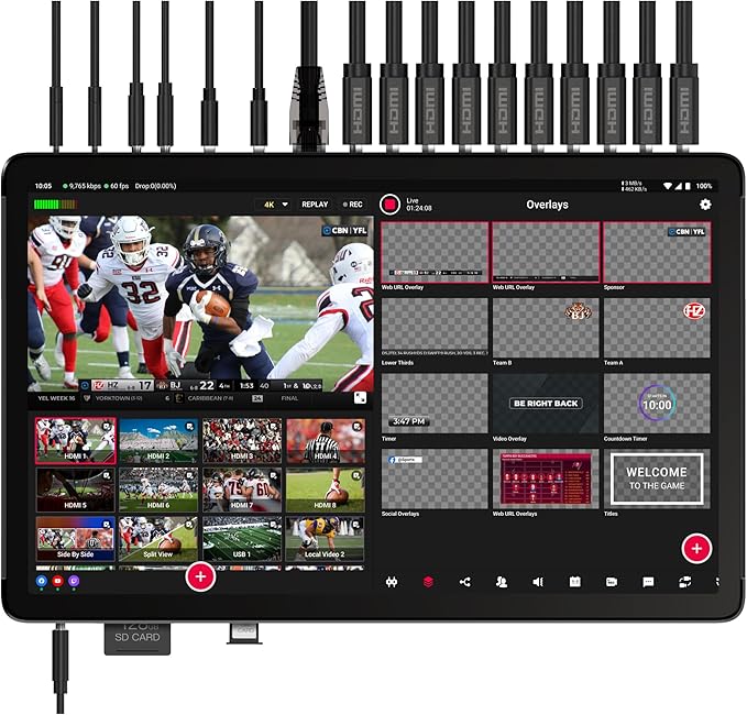 YoloLiv YoloBox Extreme, 4K NDI All-in-One Live Streaming Equipment with 8 HDMI Inputs, 2 HDMI Out, ISO Recording, for Facebook, YouTube, RTMP, SRT