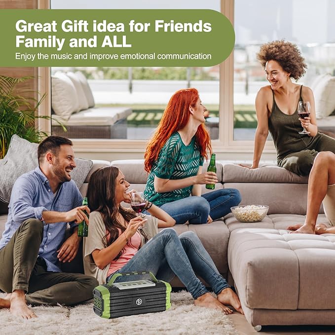 Portable Bluetooth Speaker 120W Peak 80W Wireless Speakers, TWS Pairing, Deep Bass, Hi-Fi Loud Speaker, IPX6 Waterproof, DSP Sound Boombox for Outdoor, Camping, Party, Beach