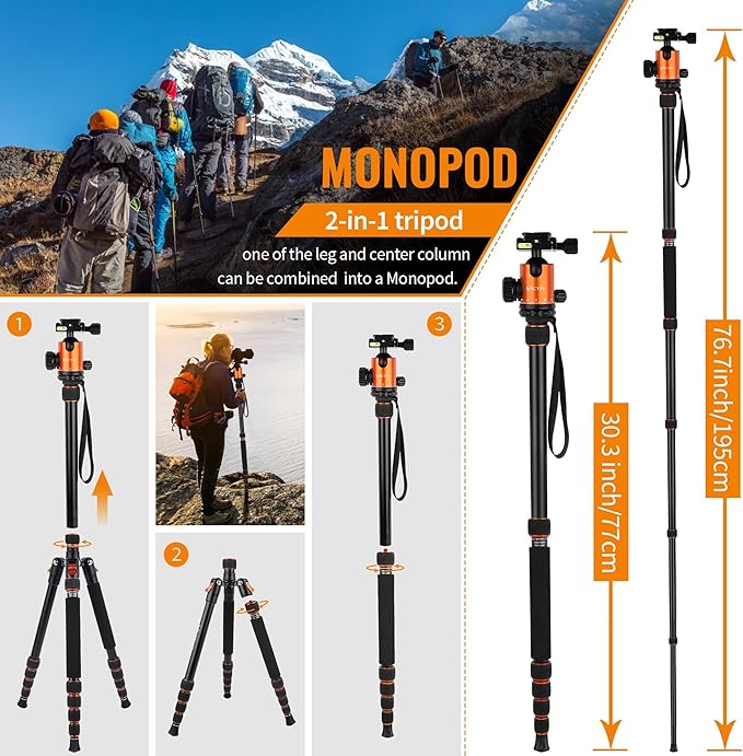 Victiv 80" Camera Tripod, Aluminum Heavy Duty Tripod Stand with 360° Ball Head, Camera Tripods & Monopods with Carry Bag, Suitable for Canon Nikon Binoculars Spotting Scope Telescope