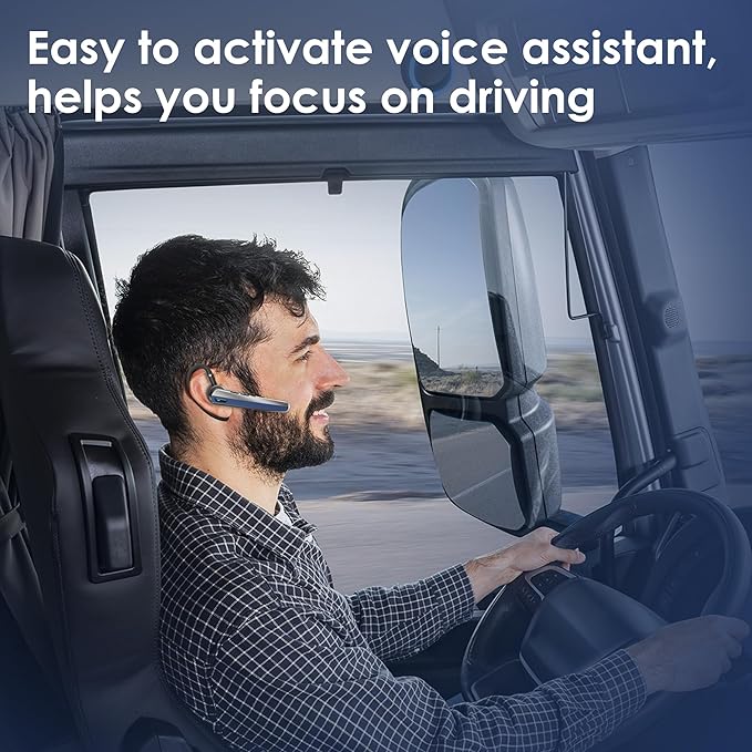 Bluetooth Headset with Microphone, Wireless Earpiece with Charging Case for Cellphones, PC, Single Ear Headset with Mute for Trucker Driver, Remote Work, Skype, Zoom, Teams, Call Center