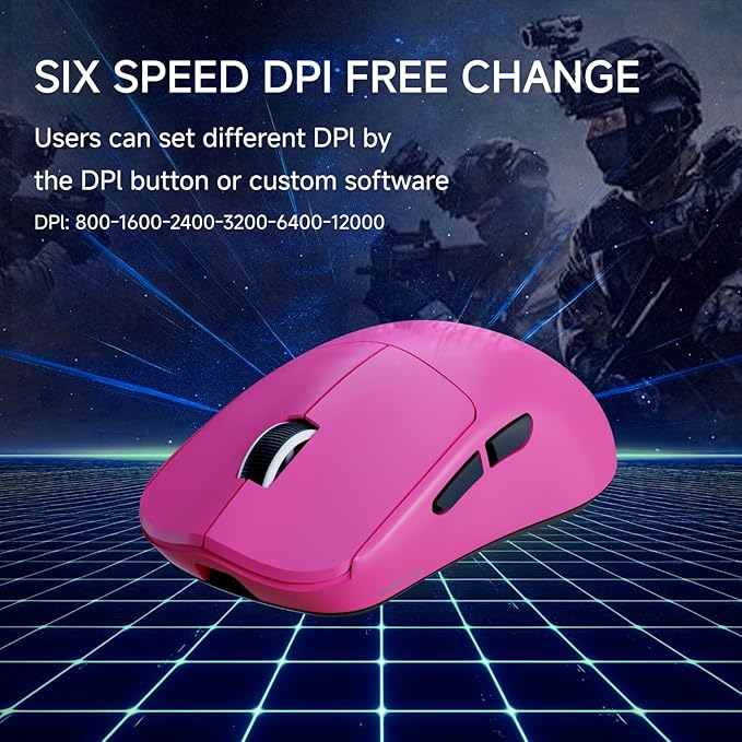 X23Pro Wireless Gaming Mouse, 59g Ultra-Lightweight, 800mAh Rechargeable Mouse, PAW3311 Sensor, 12000 DPI, Tri-Mode Wireless Mouses with 6 Programmable Buttons, Grip Tape, for PC/Mac, Pink
