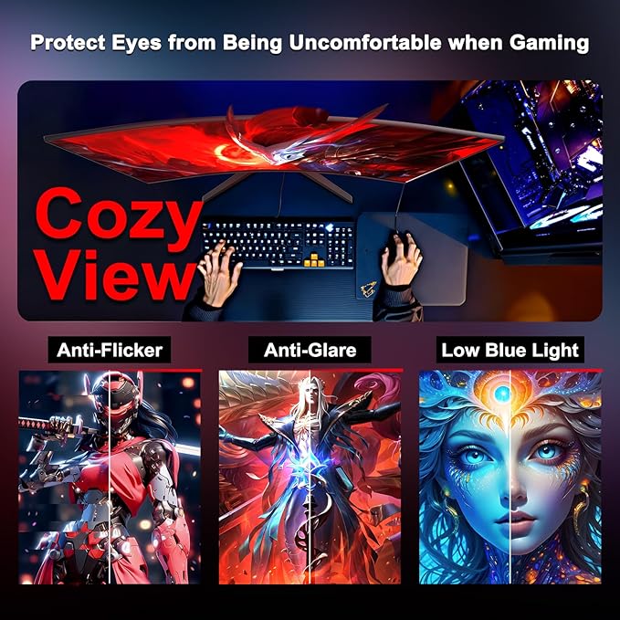 SANSUI 27 Inch Curved Gaming Monitor 200Hz 180Hz 1ms with Speakers FHD 1080P Computer Monitor FreeSync|1500R|130% sRGB|HDR|Low Blue Light|HDMI DP Ports|VESA Mount|Metal Stand(HDMI Cable Incl.)