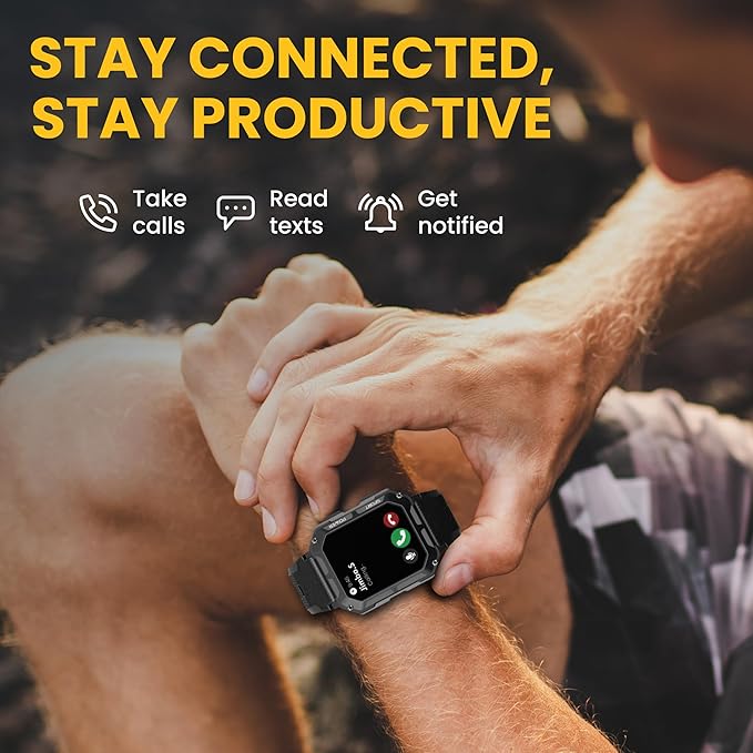 Rugged Smart Watch for Men, Original Smartwatch, Waterproof Digital Watch for The Toughest Jobs, with Fitness Trackers, Heart Rate Monitor, IP68, Pedometer, Workout Modes and More