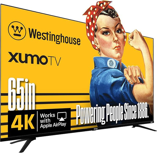 Westinghouse 65-inch Smart TV, 4K UHD Xumo TV w/ HDR10, Voice Remote, Dolby Vision, Edgeless, Flat Screen LED Television w/Apple HomeKit, Wi-Fi & Mobile Connectivity