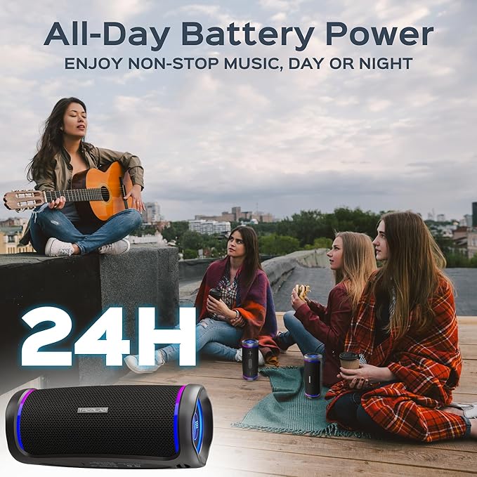 TREBLAB HD77 Portable Bluetooth Speaker - Loud 360° HD Surround Sound, Wireless Dual Pairing, 25W Powerful Bass, 20H Battery, Best for Outdoor Sports - True IPX6 Waterproof (Renewed)